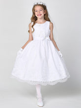 First Communion Flower Girl White Dress With Embroidered Sequin Lace